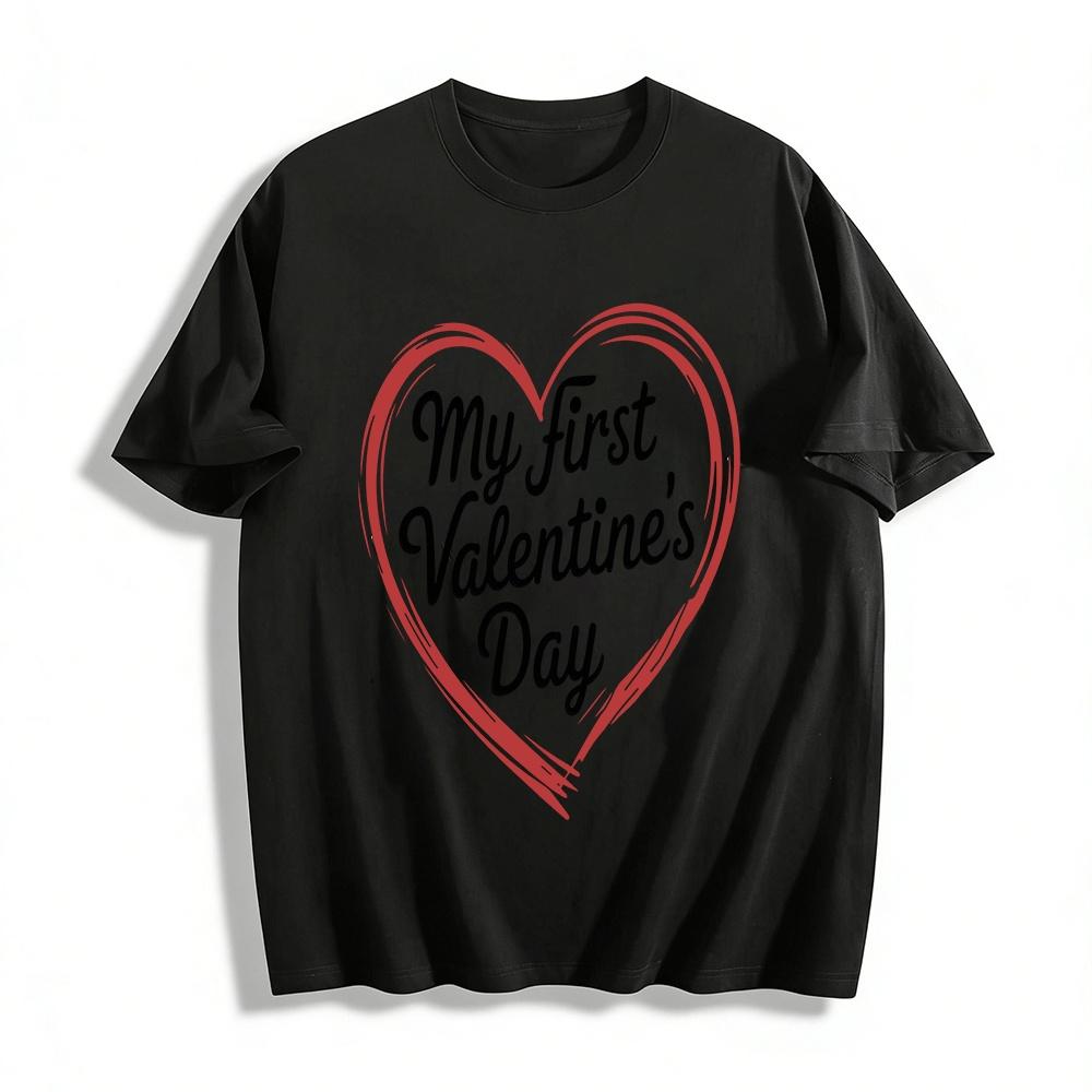 

My First Valentine s Day Printed Heart Pattern Baby Casual Top Pure cotton T-shirt XXS