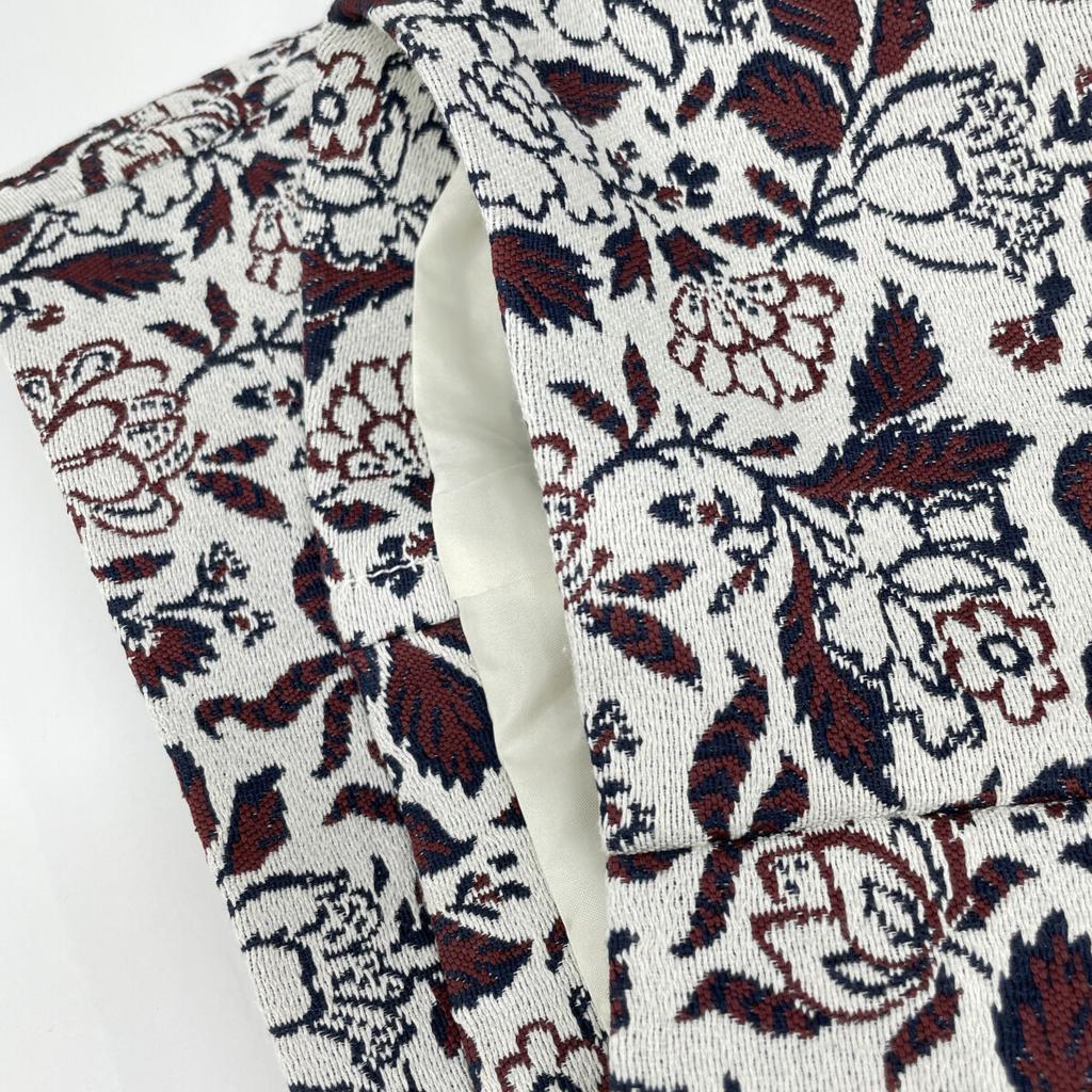 SOULEIADO 24 Stainless Steel Polyester Rayon Jacquard Collarless Coat coat 36 White x redUsed