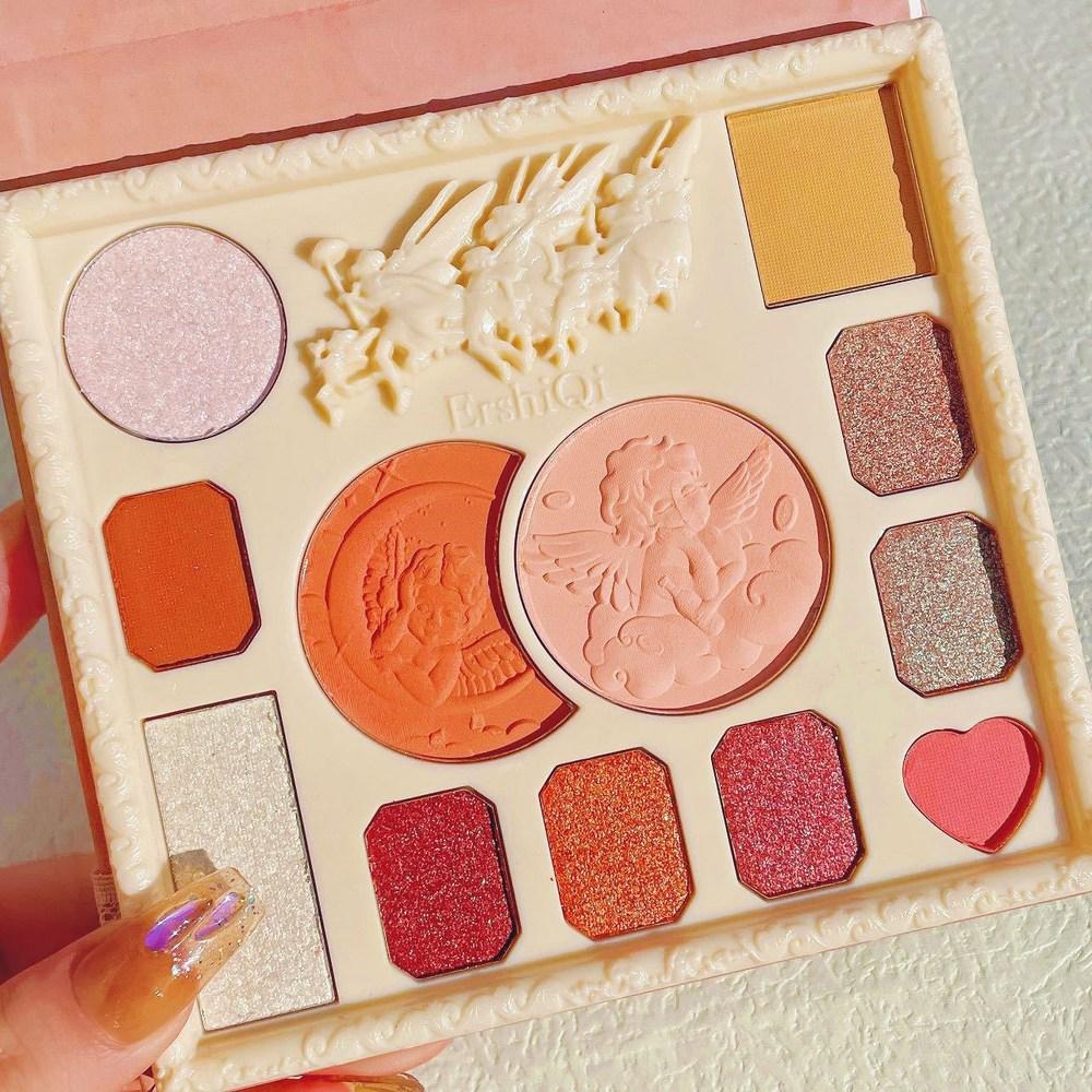 ErshiQI Lidschatten Rouge, 01. Hot Angel 12-Farben Rouge Highlighter integrierte Platte, 1 Stück