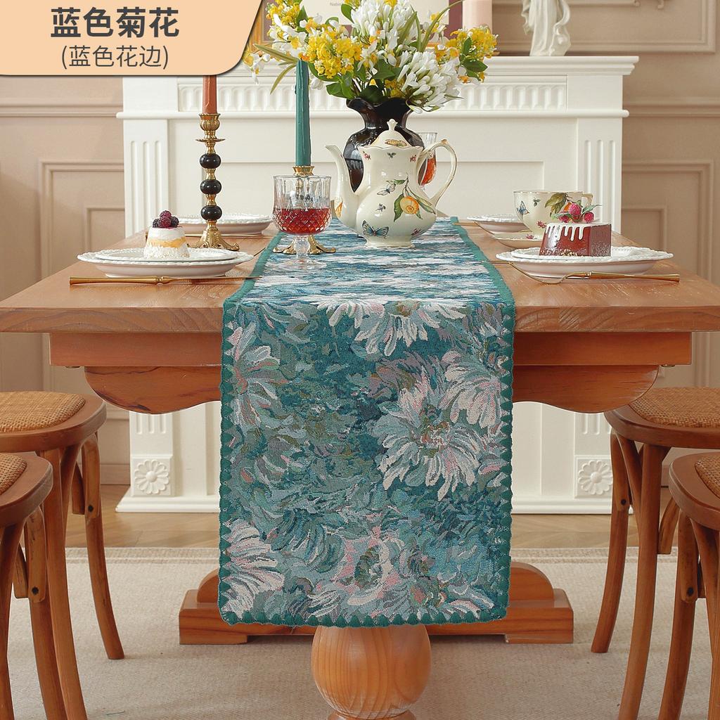 Table Runner Cotton Linen Rectangle Tabletop Decoration Embroider Tablecloth for Wedding Kitchen Holiday Party Home Decor
