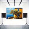 2D Vibrant Mediterranean Scenery Backdrop Orange Tree Yellow House & Sea Studio Background