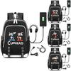 Stilvoller Cuphead Rucksack mit USB-Ladeanschluss für Kinder und Jungen für den Schulgebrauch