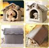 Dog Bed Cat House Gray Soft Plush Detachable Semi Enclosed Foldable Warm Cat Villa Pet Dog Nest Four Season Universal Cat Bed