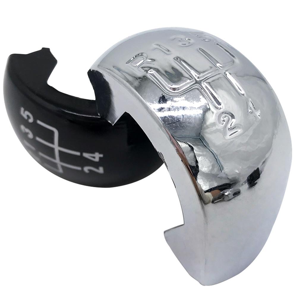 New 5Speed Gear Shift Knob Stick Button Cap Cover Plastic Chrome Black Silver For Skoda Octavia MK2 II (04-08), II FL (08-11)