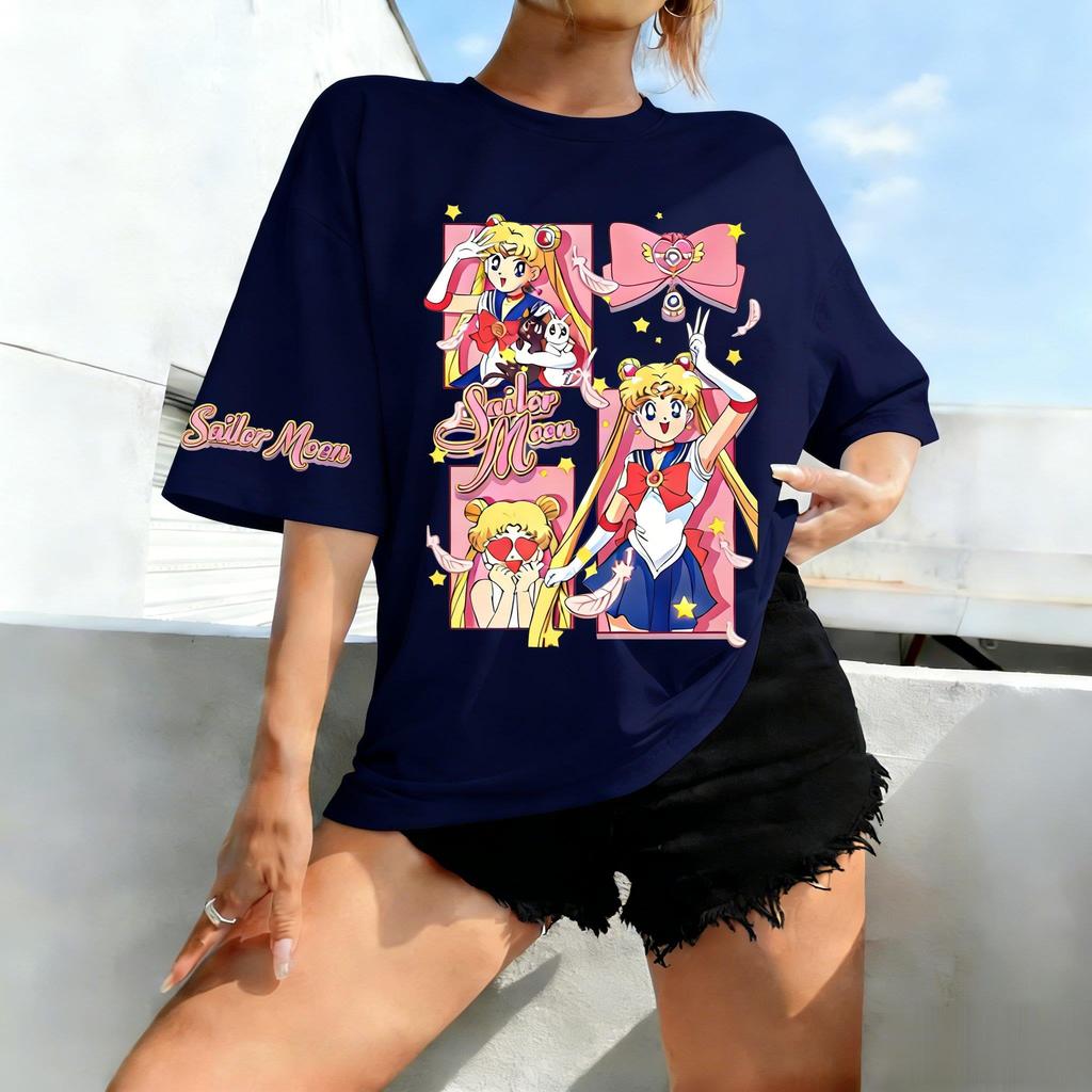 Oversized Vintage Sailor Moon Anime T Shirt Unisex Women Short Sleeve Tee Summer Graphic Print Streetwear Casual Tops Kids Unisex