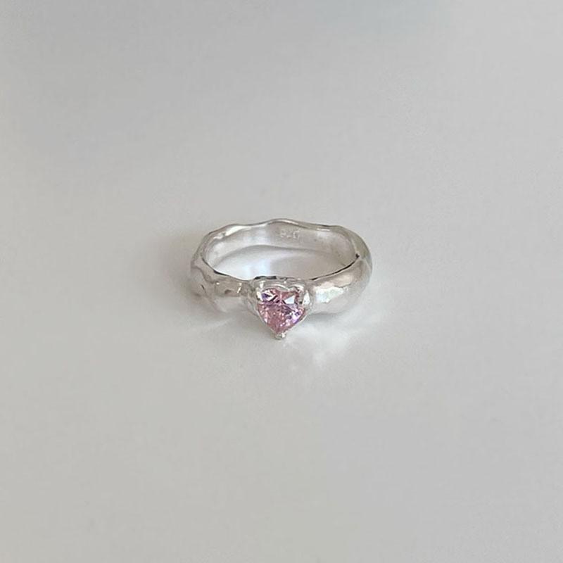 Contemporary Heart Pink Shaped Zircon Ring For Women Perfect For Casual Fashion And Style