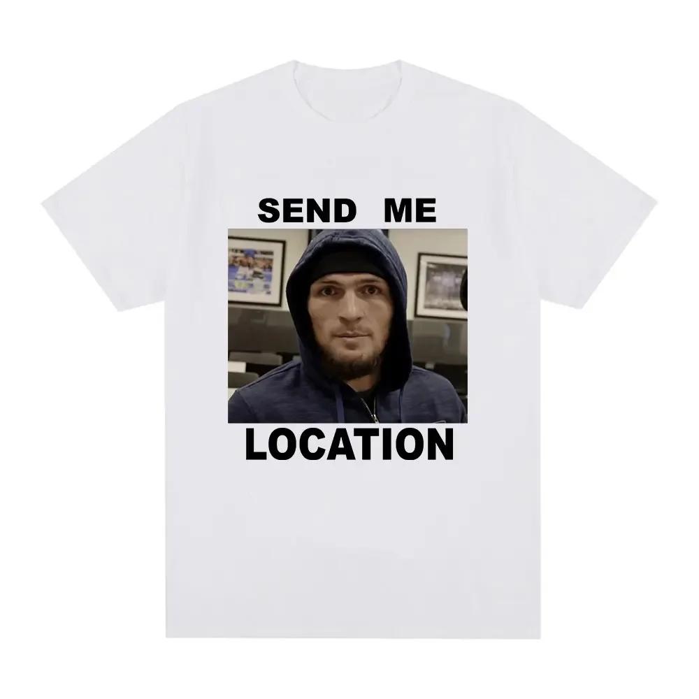 

Khabib Send Me Location Graphic T Shirt Fashion Harajuku Short Sleeve T Shirts Hip Hop Vintage Cotton Tee Shirt Unisex S