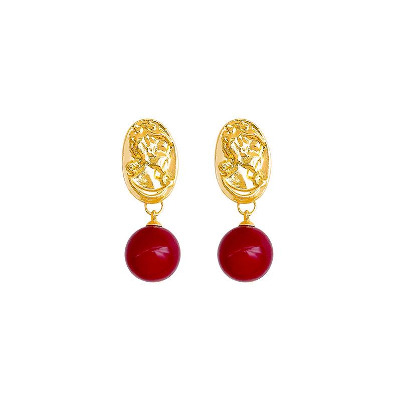 New retro human avatar earrings femininity red beanie earrings celebrity ears