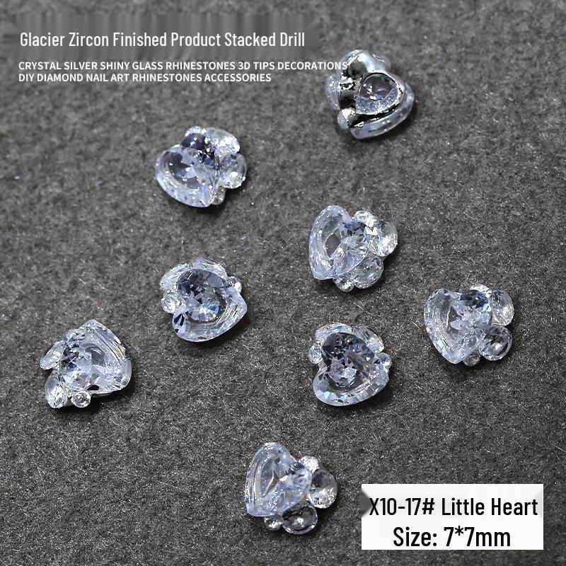 Transparent Zirconia Nail Art Decorations - Rectangle & Heart Shapes, Rock Candy Drill Ball, Wearable Nail Accessories