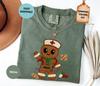 Faux Crochet Nurse Gingerbread Shirt, Christmas Nurse Tee, Comfort Colors Xmas Tshirt, Medical Worker Holiday Gift, Not Embroidery