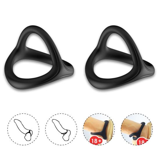 Penis Ring Firm-wrapped Stretchable Black Effective Dildo Foreskin Delay Ring for Bedroom