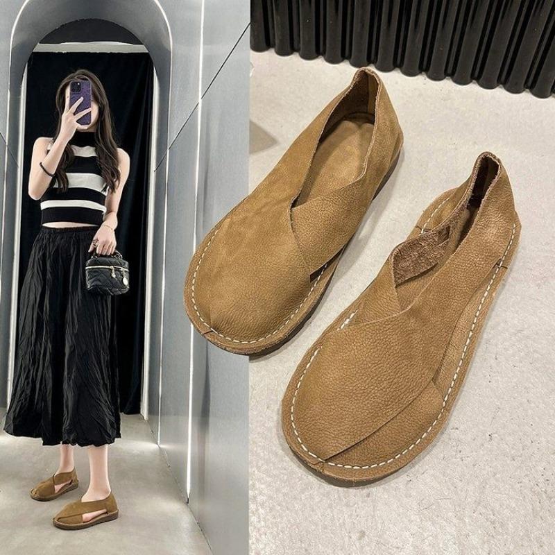 

~ Летние сандалии большого размера женские с сумкой на носок на плоской подошве с боковыми вырезами одинарные туфли на одном ремешке ретро повседневная женская обувь 35 абрикосовый