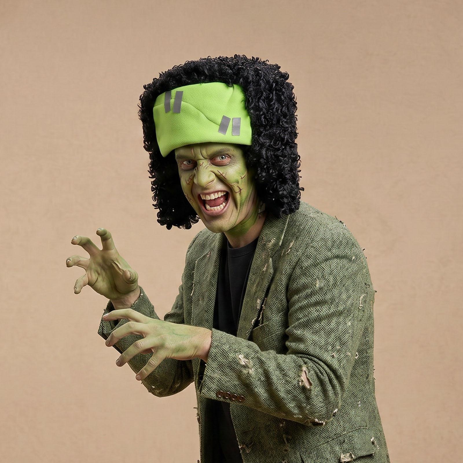 Halloween Plüsch Afro Party Monster Hut One size fits all adults grün