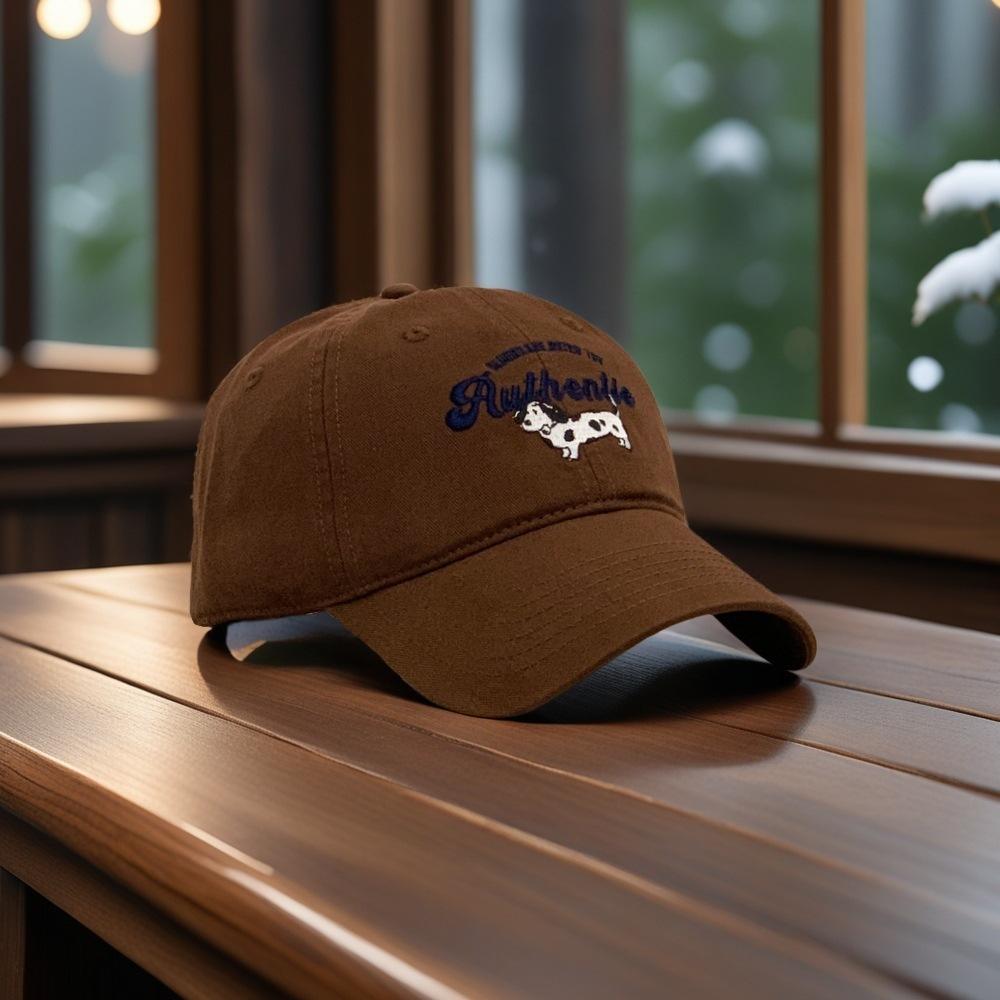 ins cute dog embroidery soft top baseball cap women's 2025 new autumn and winter Korean versatile peaked hat~