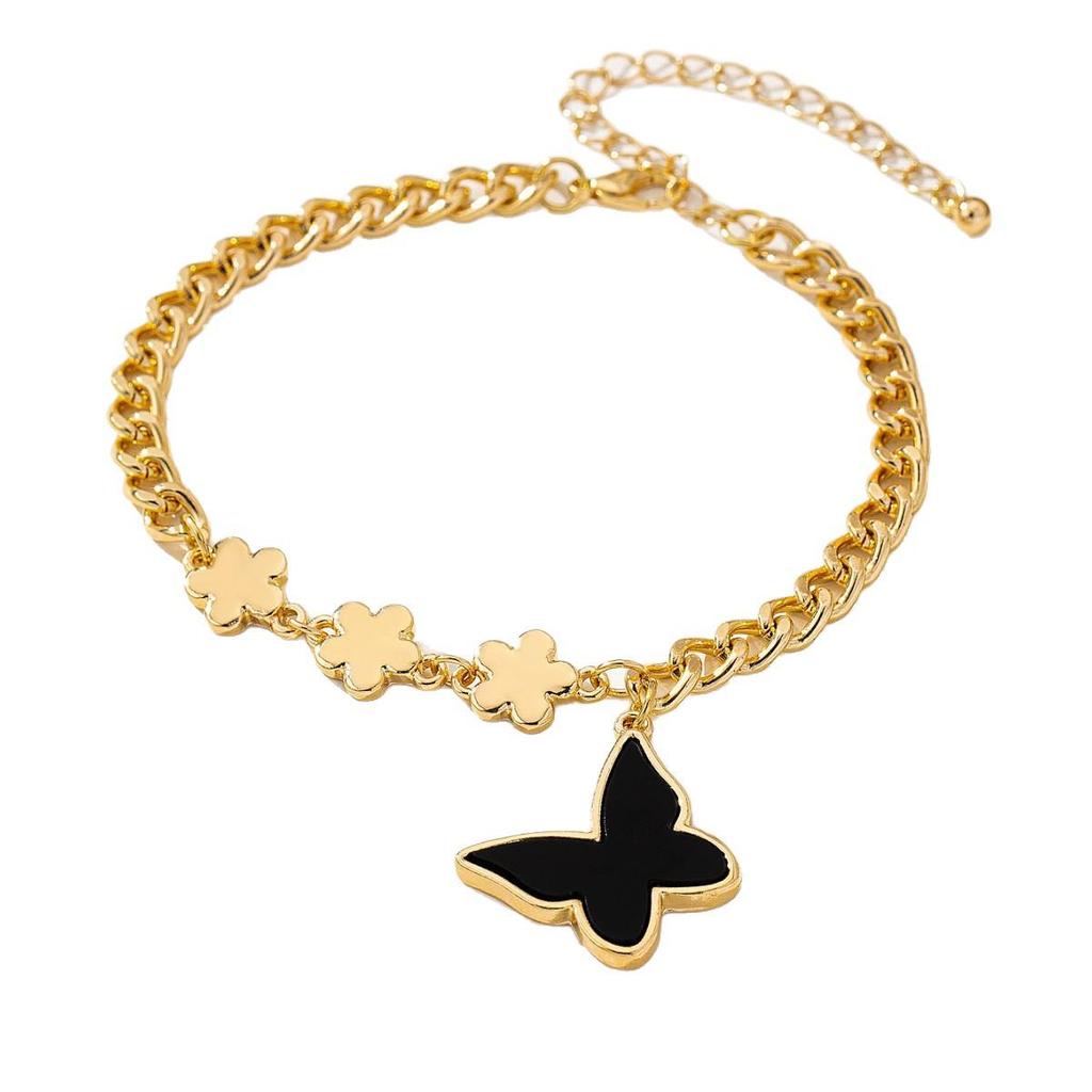 Personalized Versatile Patchwork Butterfly and Four-Leaf Clover Anklet Jewelry
