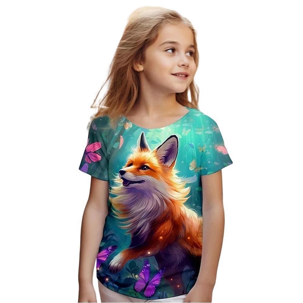 Children's T-Shirt Girl Clothes Animal 3D Print Children Top Summer Kids T Shirt Casual Round Neck Fashion Tee Teen Girl Clothes