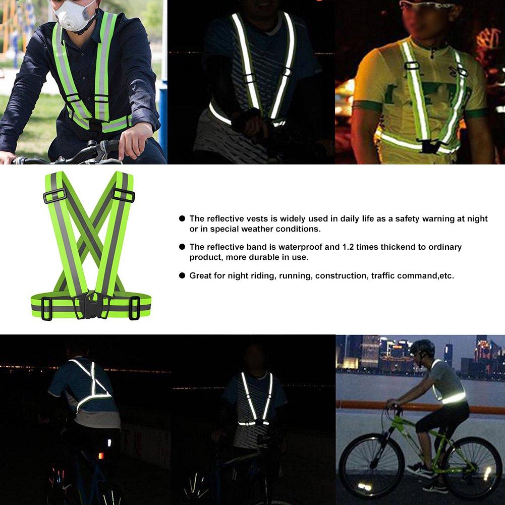 High Visibility Elastic Reflective Vest Belt Fluorescent Green Safety Strap for Night Running Cycling Construction