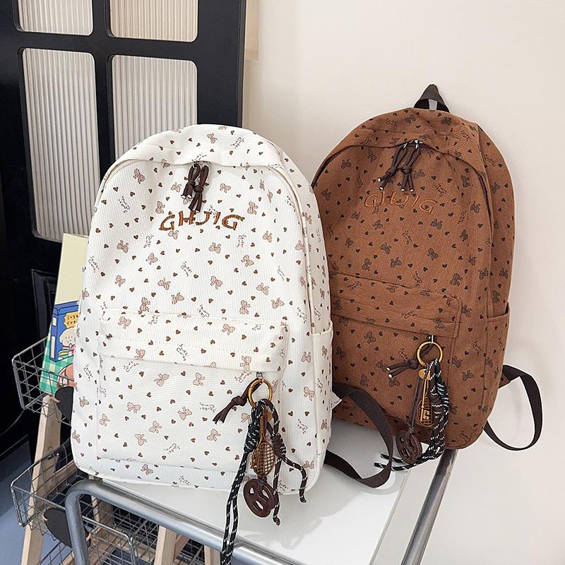 Schoolbag Korean version ins Versatile backpack College style embroidered bow schoolbag Large capacity Campus student lightweight backpack