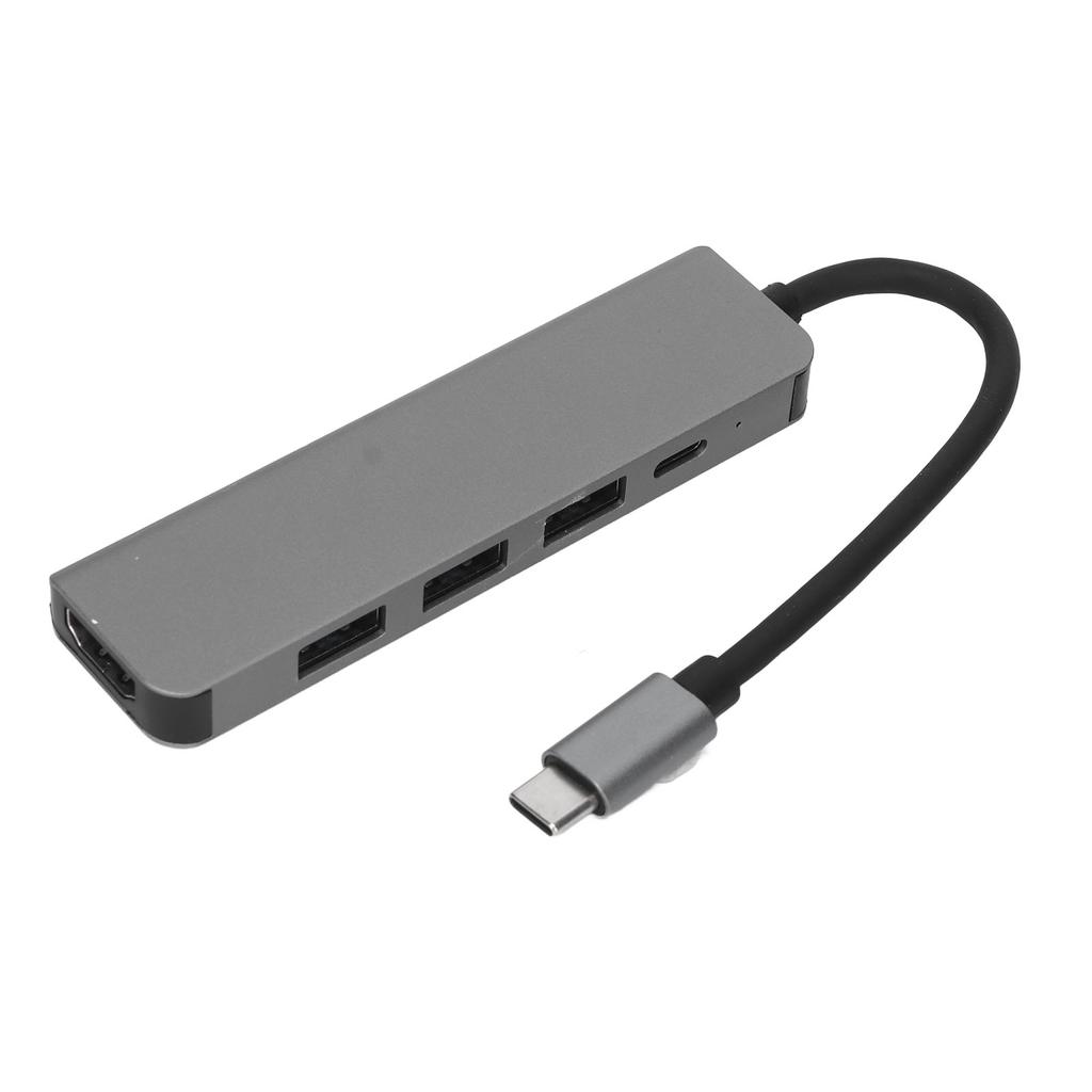 5 in 1 Type C Hub Type C to HD Multimedia Interface USB3.0 2 USB2.0 USB C PD Support 4K 30Hz Plug and Play USB C Hub
