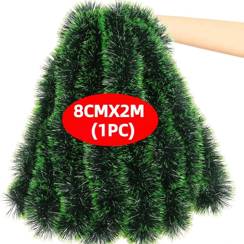 

40/2m Artificial Christmas Tinsel Ribbons Xmas Tree Hanging Pendents Ornaments Green Cane Ribbon Garland Wreath Home Party Decor 1PC (2m)