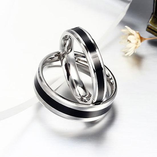 Men Women Black Band Ring Titanium Stainless Steel Fashion Jewelry Lover Gift