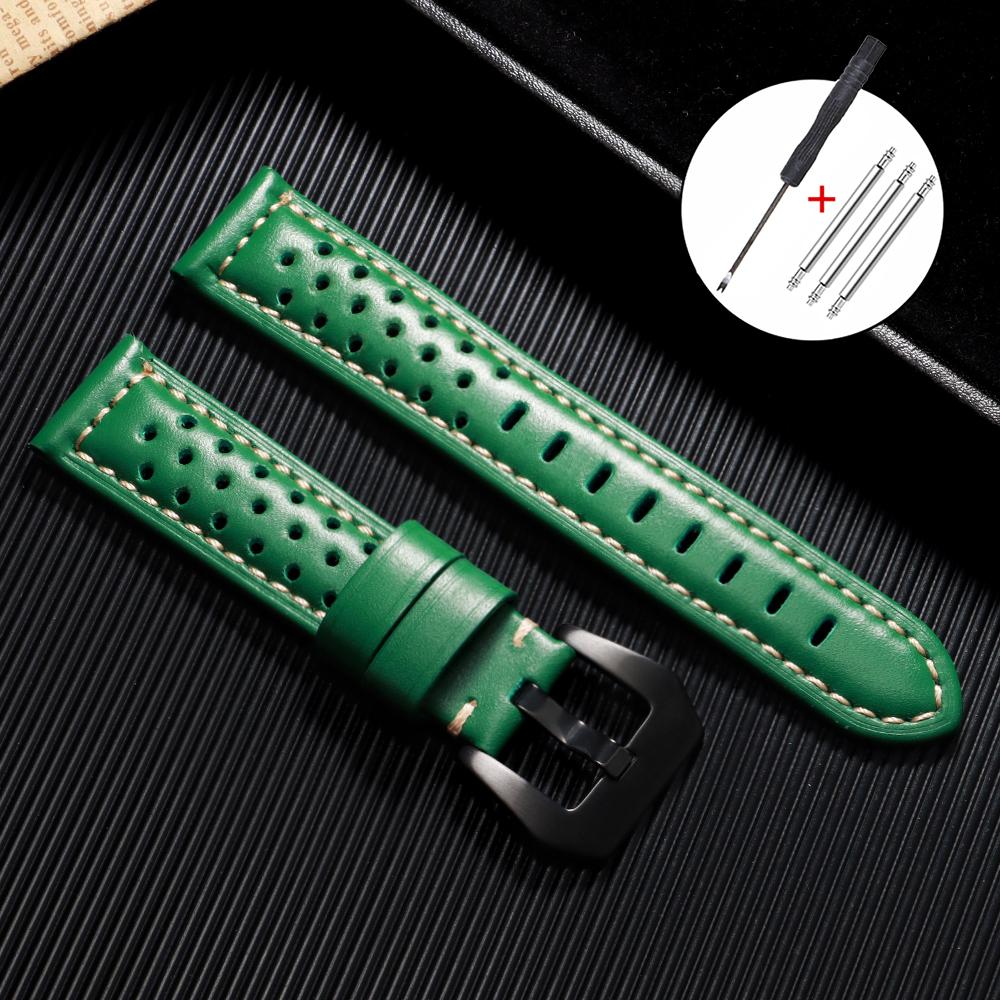 Vintage Handmade Watch Straps 20mm 22mm 18mm 24mm Leather Strap Brown Breathable Porous Sports Watchband for Panerai Bracelet