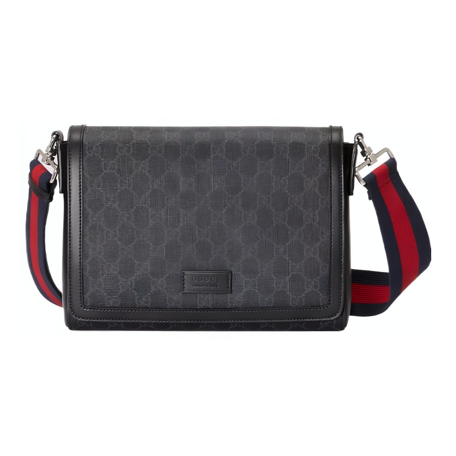 

Gucci Сумка через плече з магнітною застібкою-клапаном, канва та шкіра, з логотипом-літерами Чоловічі сумки Чорний 771167-K5RLN-1095 Basic Set (Bag+Dust Bag)
