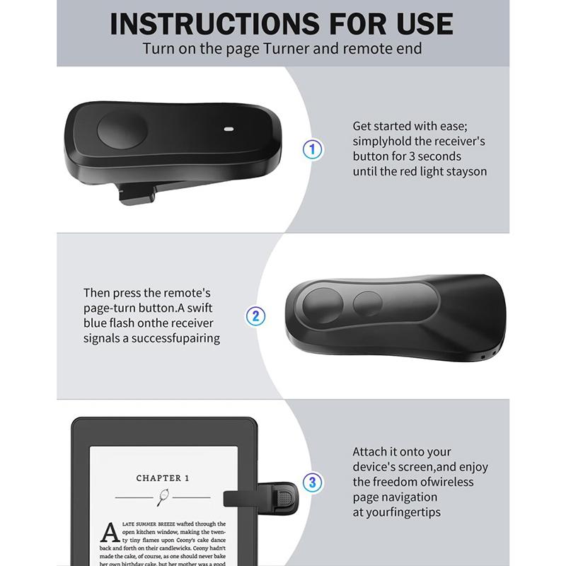 Tālvadības pults lapu pāršķiršanai Kindle Paperwhite Oasis Kobo e-lasītājiem, tālrunim, video ierakstīšanai, lapu pāršķiršanai, romānu lasīšanai, klikeris