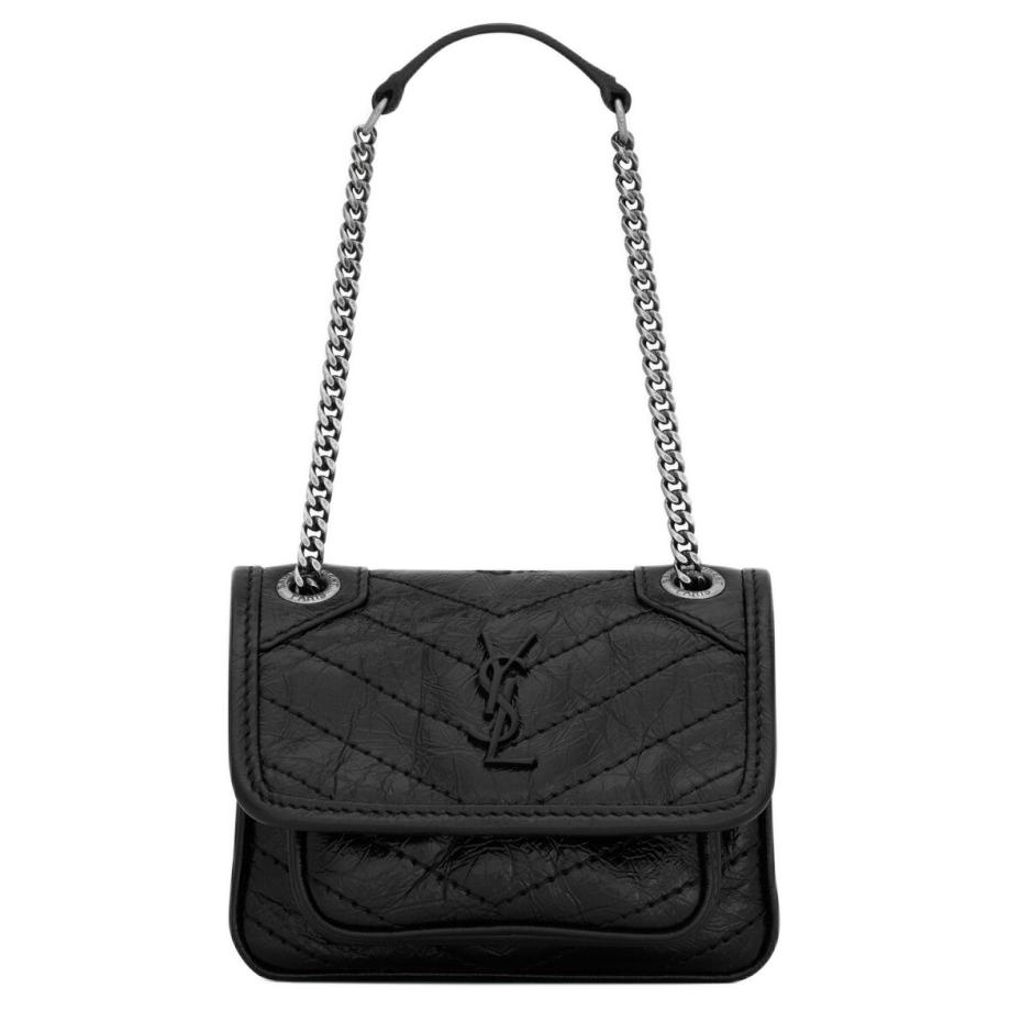 

Saint Laurent Niki V стьобана шкіряна міні-сумка на магнітній застібці Жіночі сумки Чорний 823951-0EN04-1000 Basic Set (Bag+Dust Bag)