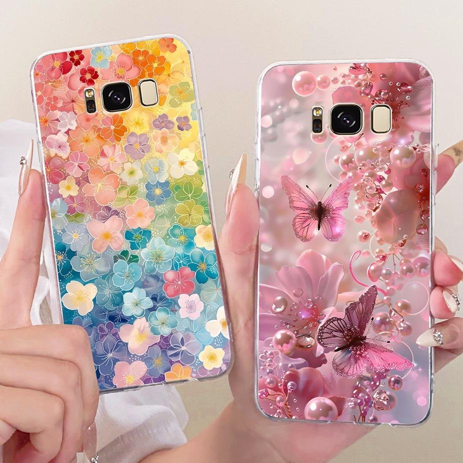For Samsung Galaxy S8 Case SM-G950F Luxury Flowers Butterfly Painted Cover Soft Silicone Case For Samsung S8 Plus S8+ G955F Bags