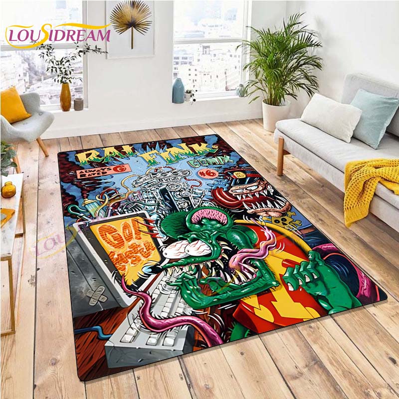 Personalizovaný koberec Rat Fink do obývačky Spálňa Rat's Hole Old School Culture Mat Darčeky pre otca Vlastný koberec Fink na motocykel
