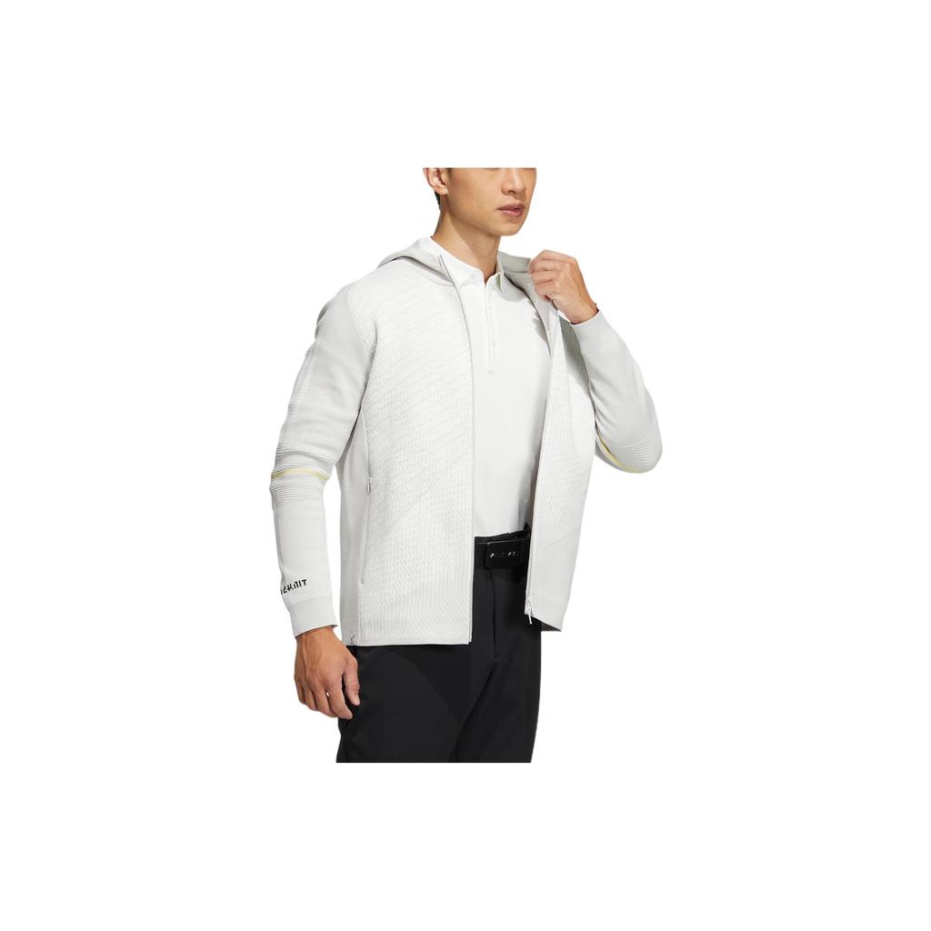 adidas Primeknit Jacke mit gestickten Streifen und Reißverschluss-Kapuze Herren Oberbekleidung Weiß HG4130