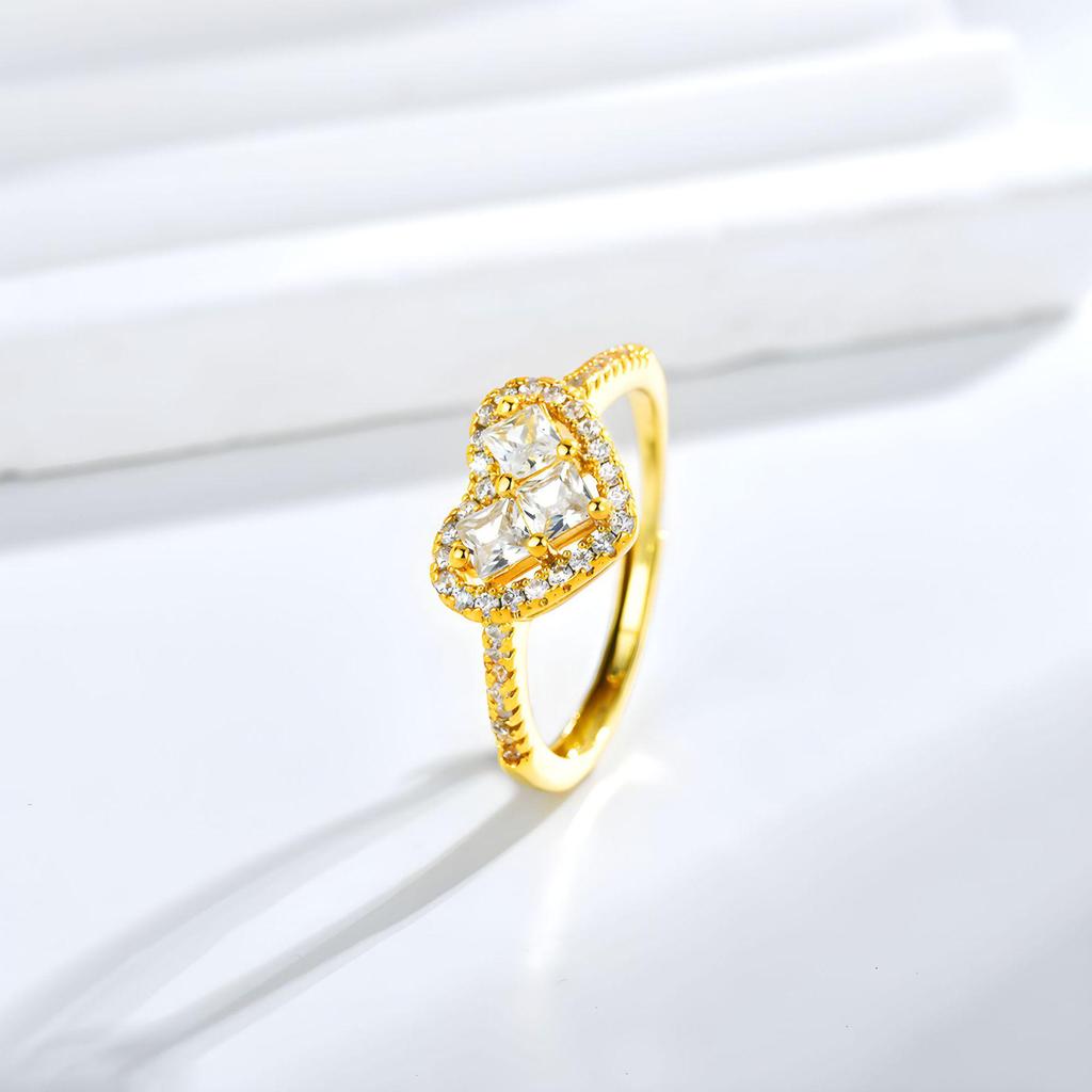 Elegant Heart-Shaped Zircon Ring | Adjustable Crystal Jewelry Gift for Women