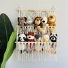 Wood Stuffed Toy Net Hammocks Hanging Toy Organizers Wall Mounted Storage Rack for Nursery Room Bedroom Kids Room Decors