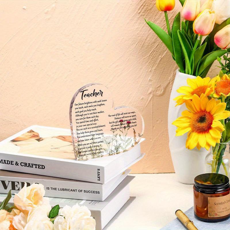 Decor birou cu prespapier acrilic în formă de inimă - Cadouri ideale de apreciere a profesorilor pentru femei