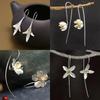 925 Silver Long Flower Earrings Elegant Lady Prevent Allergy Fashion Jewelry New Design