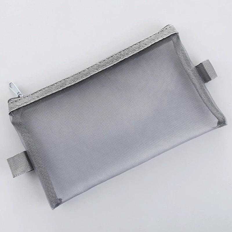 1 Piece Large Capacity Mesh Pencil Case Portable Zipper Stationery Bag Student Stationery Pencil Organizer Pencil Case