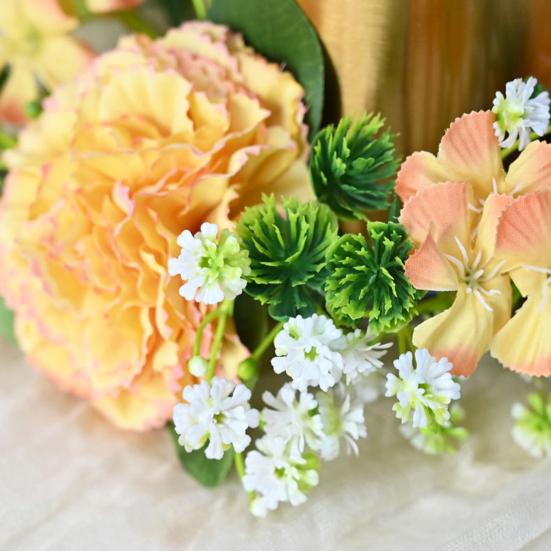 Artificial Flower Candle Holder Wreath Faux Chrysanthemum Ball Candle Ring Simulation Floral Tea Light Holder for Home Wedding Table Centerpiece