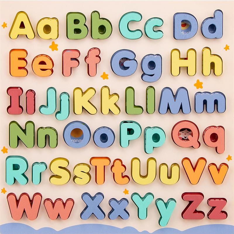 Wooden Upper Lowercase Letter Color Matching Cognitive Puzzle Early Educational Toy For Children