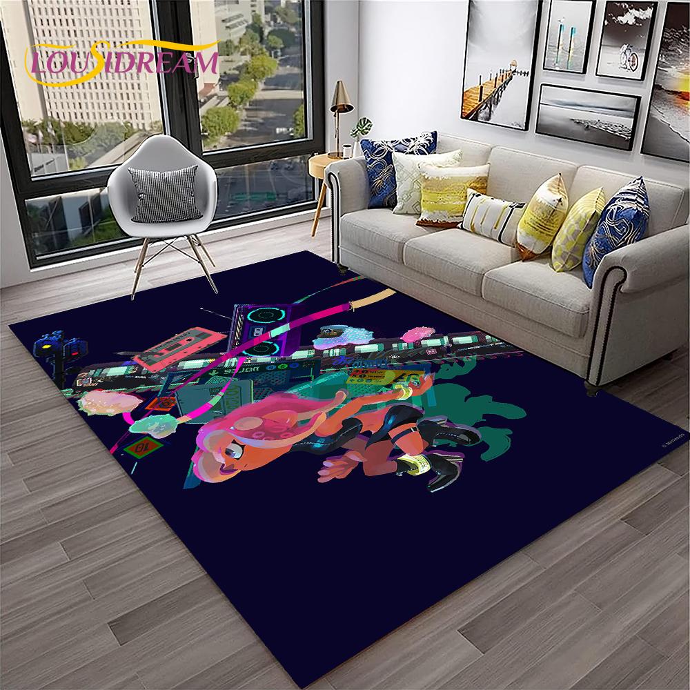 Cartoon PC Gamer 3D Games Splatoon Carpet Rug for Home Living Room Bedroom Sofa Doormat Decor,kids Area Rug Non-slip Floor Mat