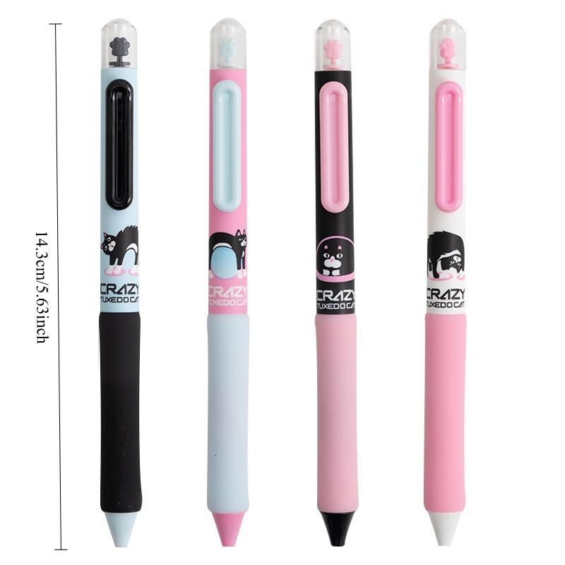 12Pcs Creative Cute Cat Style Gel Pens 0.5mm Black Quick-drying Click Pen for School Office Writing & Signature Stationery Gifts Holiday Gift Novelty