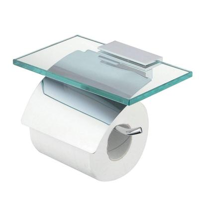 Felimor Toilet Paper Holder with Glass Shelf, Single-Hanging Type