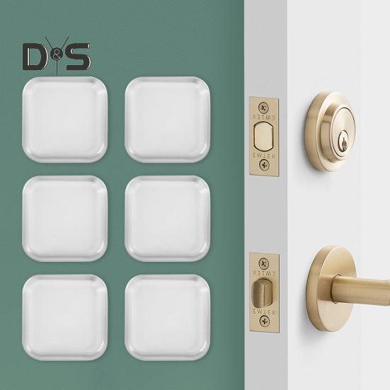 6 τμχ Διαφανές πώμα πόρτας Προστατευτικό τοίχου Αυτοκόλλητο πόμολο πόρτας σιλικόνης Προστατευτική ασπίδα αντισύγκρουσης Στρογγυλή τετράγωνη πόρτα σιγαστήρα προφυλακτήρα