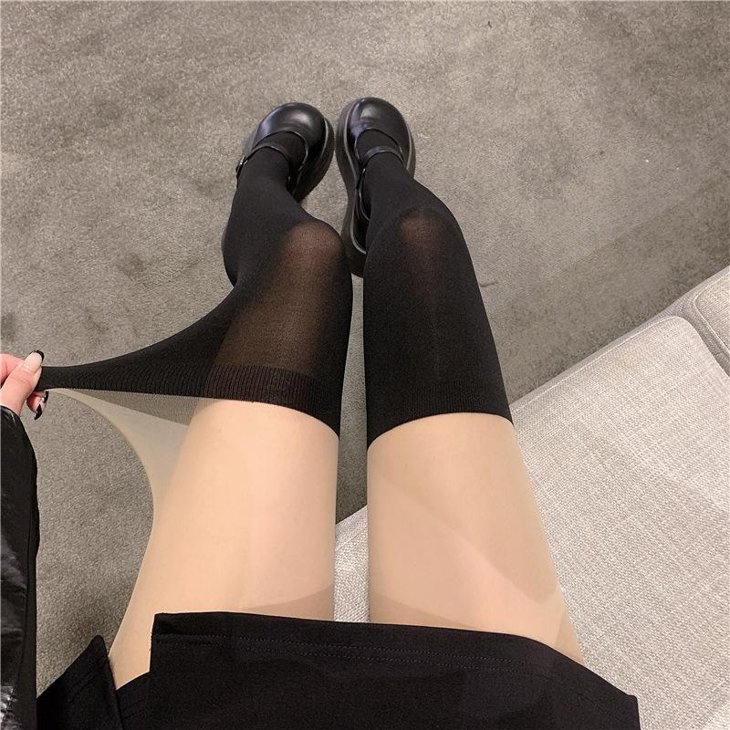 Strumpfhose für Damen, Patchwork, durchsichtig, weiß, hohe Strümpfe, Strumpfhose, Damen, Strumpfwaren, über dem Knie, gestreifte Strumpfhose