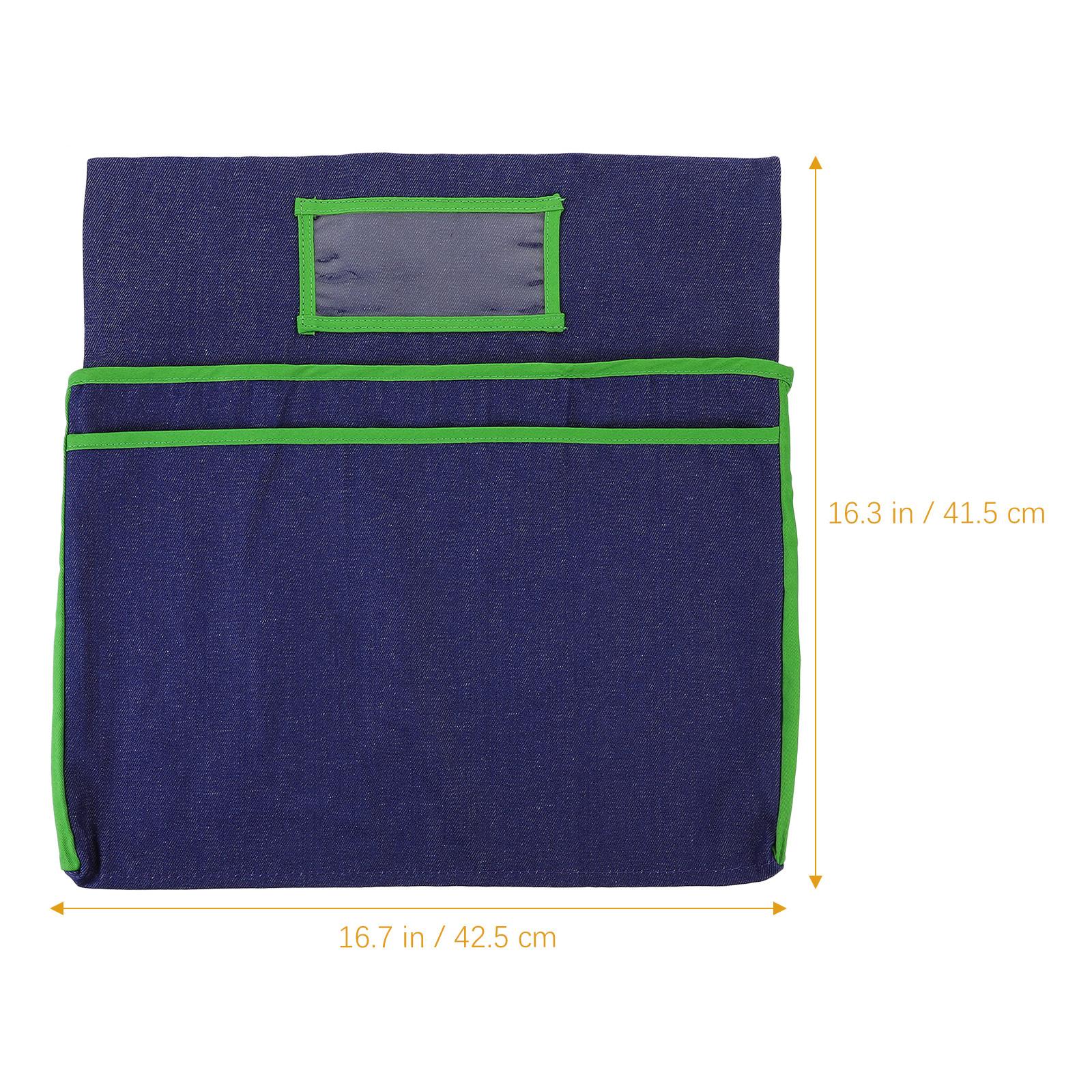 Student Chair Back Cover Denim Seat Back Storage Pouch with Pocket for Books Classroom Use Seat Chair Pockets Chairback Pockets зелёный