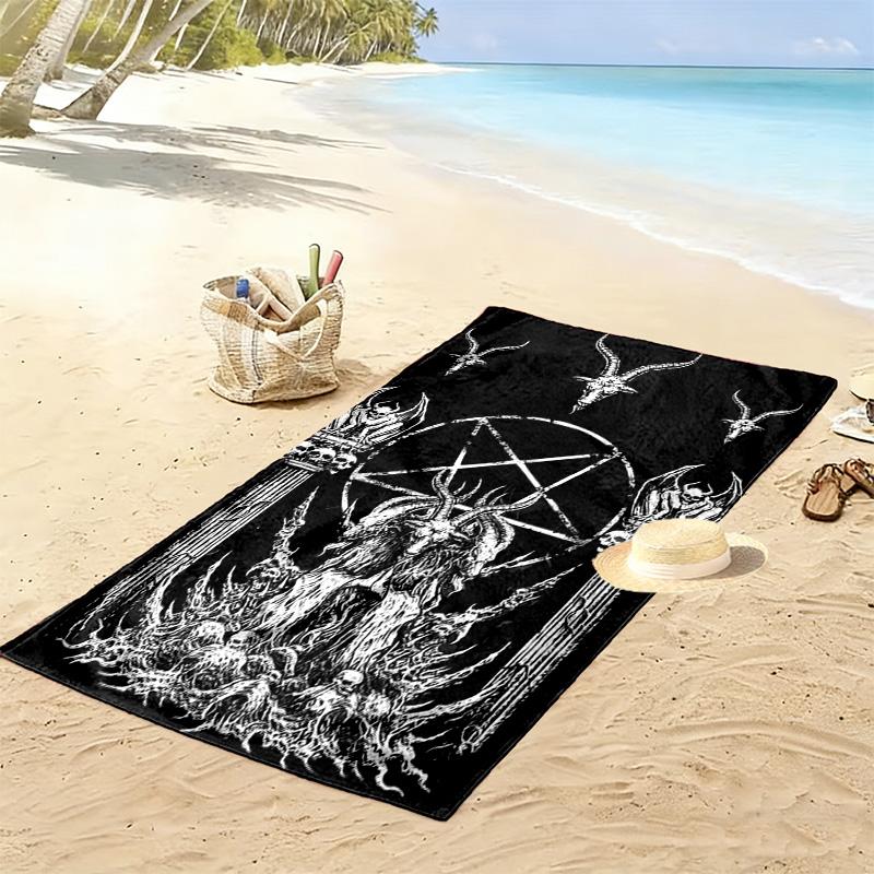Totenkopf Satan Print Strandtuch, Großes Weiches Schnelltrocknendes Handtuch für Strand Camping Schwimmen