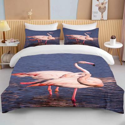 Flamingo Cartoon niedlicher Bär kawaii Weihnachtsgeschenk King Size Doppelbett Kinderbettwäsche Mikrofaser oder Polyester Bettbezug-Set