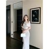 Off-Shoulder Casual Waist Temperament Pleated Dress Women's Summer Small Dress Long Dress Dress Clothes
