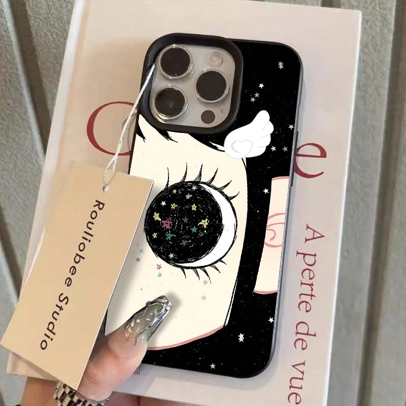 Cartoon Anime Shinning Eyes Cute Phone Case for IPhone 17 16 15 14 13 Pro Max Y2k Girl Glittering Big Eyes Back Phone Cover Capa