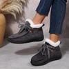 Fashion New Womens Winter Ankle Boots Slip on Suede Snow Boots Plush Casual Fur Warm Cotton Shoes Outdoor Casual Ladies Flat Bottom Shoe